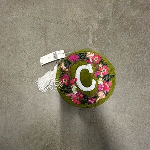 Anthropologie Green “C” Initial small bag nwt